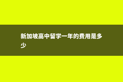 新加坡高中留学的条件(新加坡高中留学一年的费用是多少)