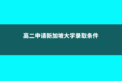 高二新加坡留学费用(高二申请新加坡大学录取条件)