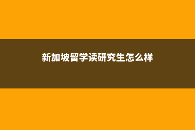 新加坡留学读研费用清单表(新加坡留学读研究生怎么样)